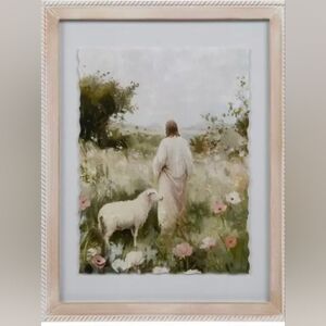 Jesus With Lamb Framed Wall Decor Viral Sold Out VHTF